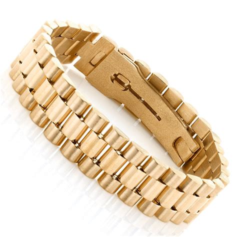 rolex style gold bracelet